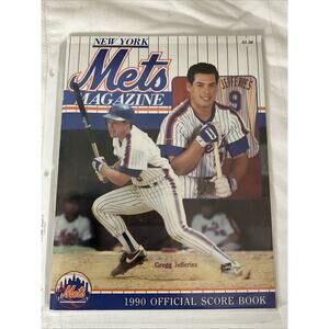 1990 NEW YORK METS MAGAZINE OFFICIAL SCORE BOOK GREGG JEFFERIEA
